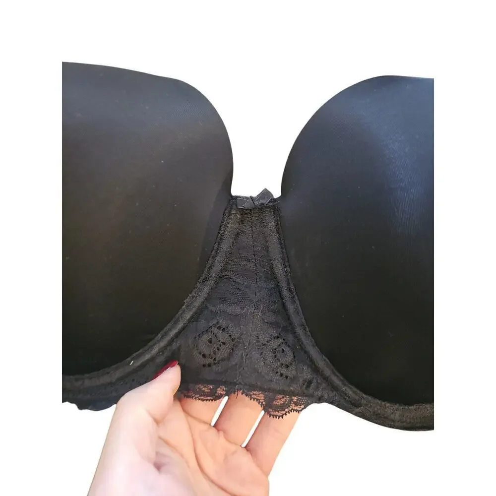 Torrid black underwire Bombshell Everyday Strapless Bra 46 DD lace WL158